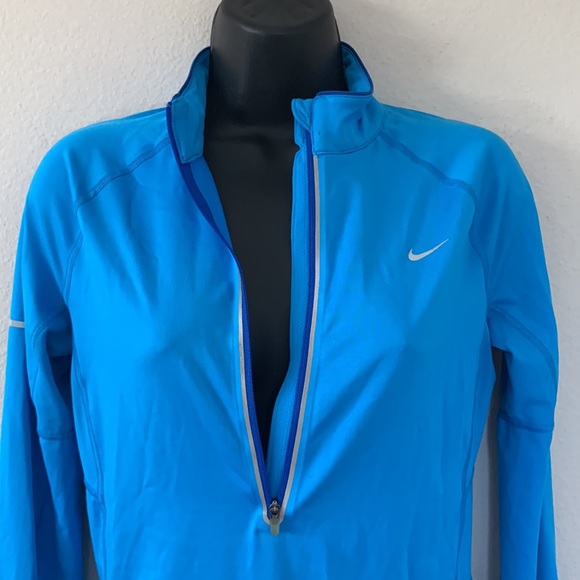 Nike Half Zip Long Sleeve Mesh Inset Running Shirt - Picture 9 of 12